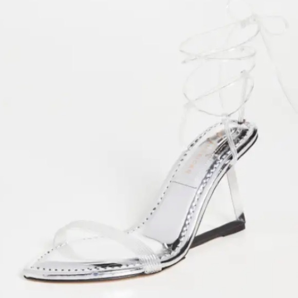 Good AmericanClear Block Heel Clear Straps Sandals Size 5.5 New - Picture 4 of 16